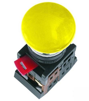 Кнопка AEА-22 Грибок жёлтый d22мм 1з+1р