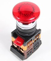Кнопка Грибок красный d22мм неон 240В 1з+1р тип AELA22