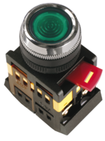 Кнопка управления зелёная неон 230В d22мм 1з+1р IP40 тип ABLFS-22