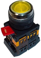 Кнопка управления жёлтая неон 230В d22мм 1з+1р IP40 тип ABLFS-22